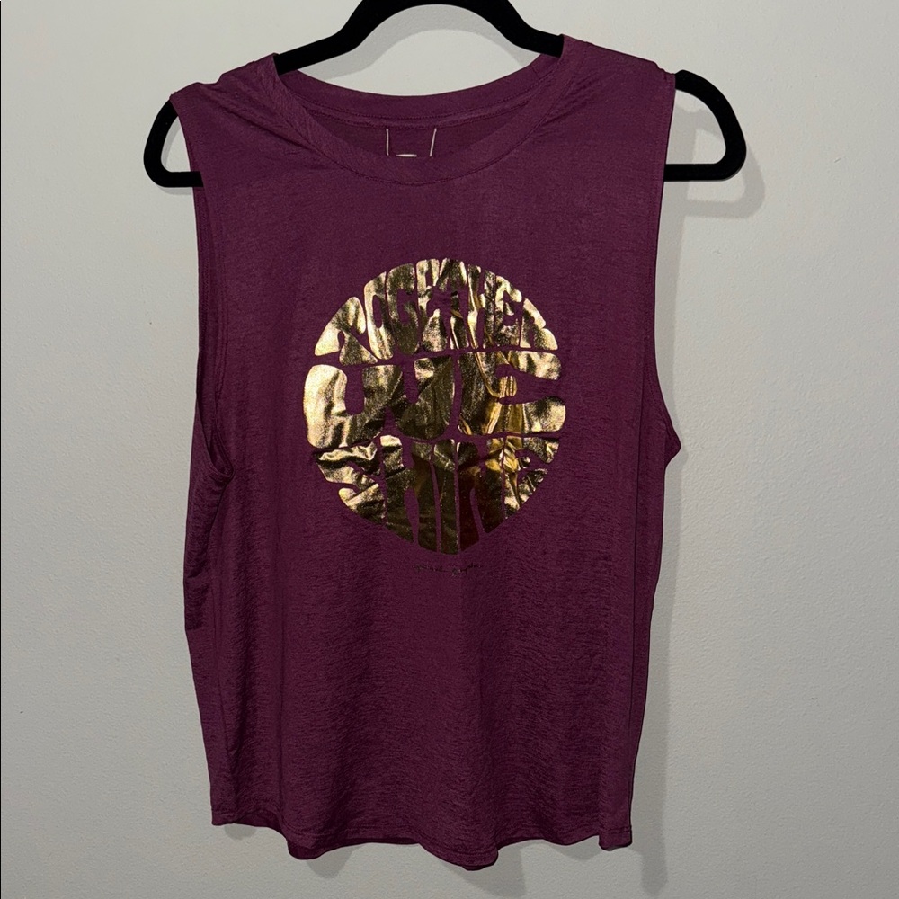 Spiritual Gangster Purple Pelaton Tank Gold “Together We Shine” Athletic XL